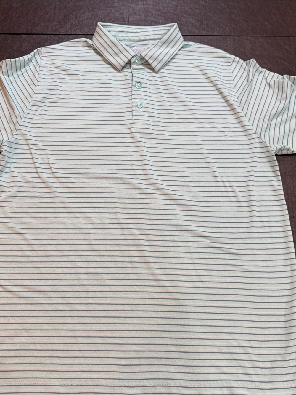 Callaway Ironwood Course Opti-Dri Light Green Striped Polo Shirt - Size Large
